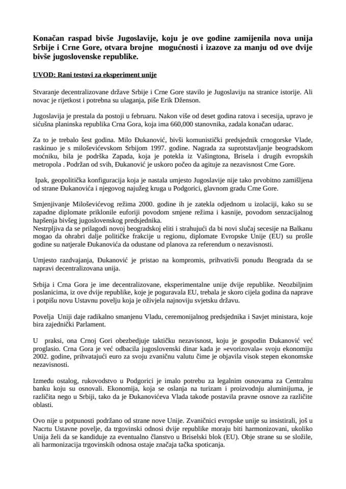 Fajnenšel Tajms: Godišnji izvještaj o Crnoj Gori