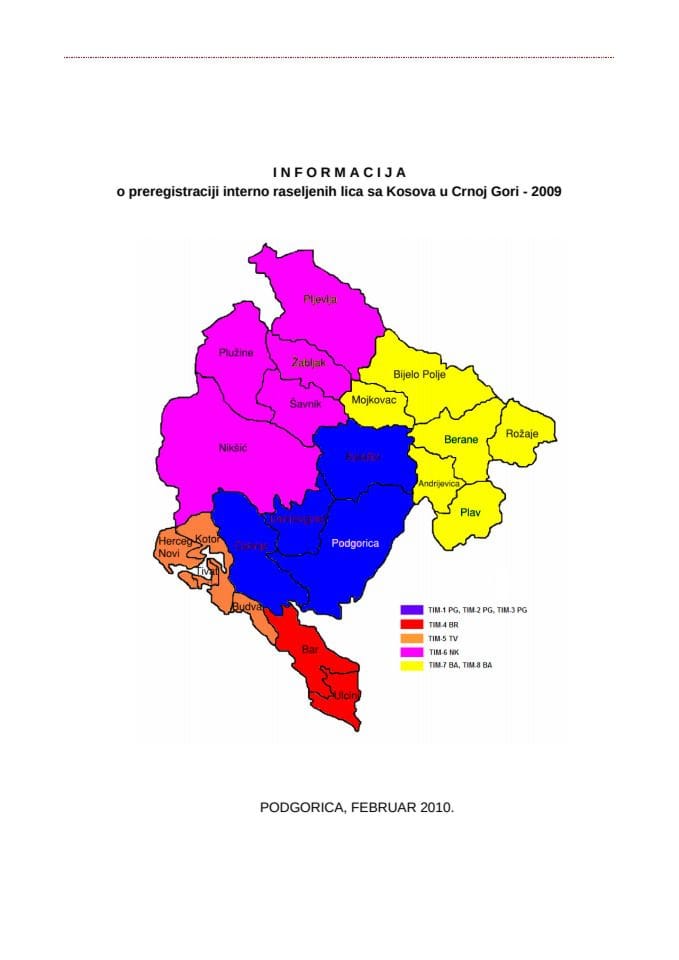 Informacija o preregistraciji interno raseljenih lica sa Kosova