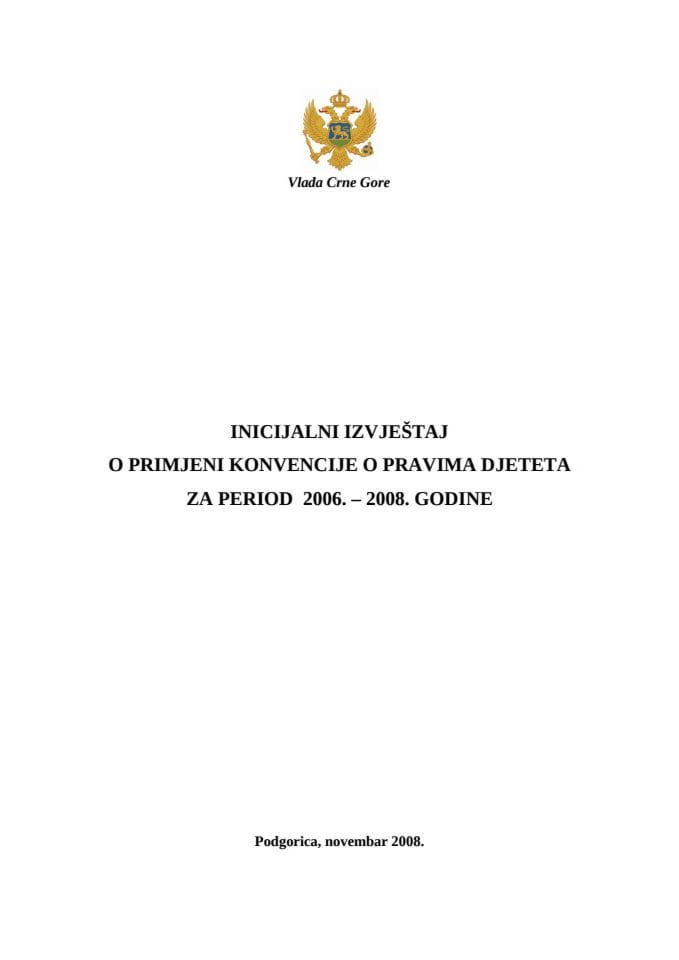 Inicijalni izvještaj o primjeni konvencije  o pravima djeteta