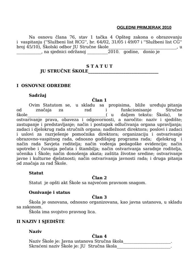 Egzemplar statut stručna 2010