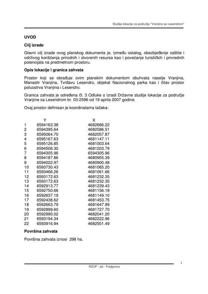 DSL Vranjina sa Lesandrom - TEKST VRANJINA PREDLOG 13 01 2011