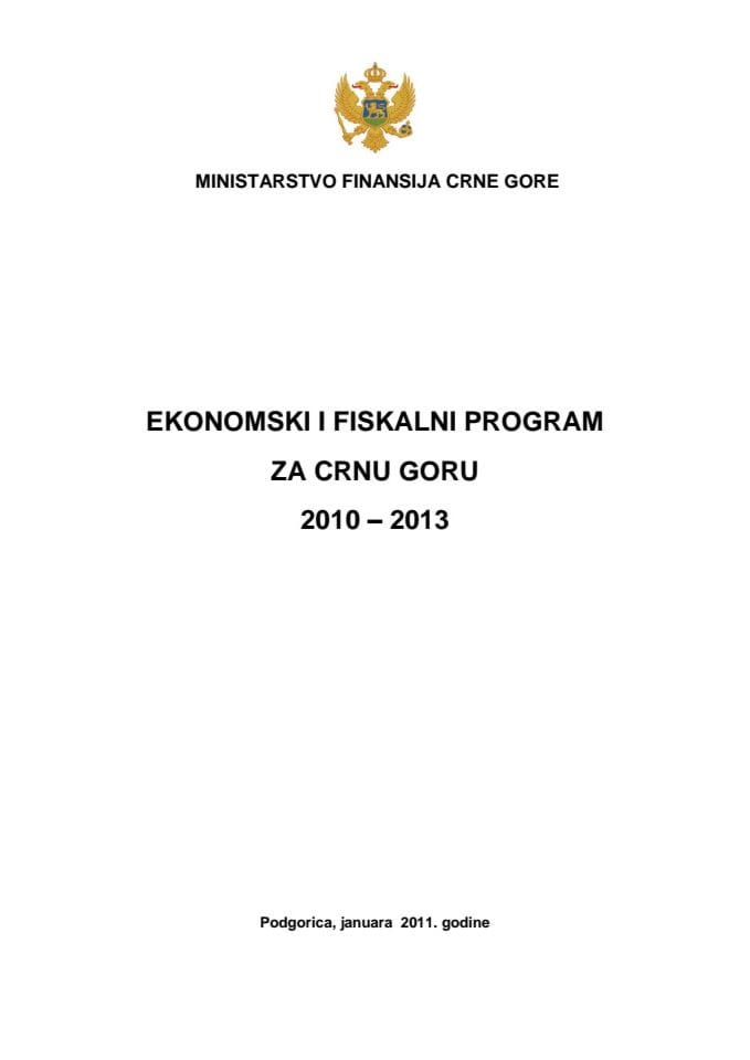 Ekonomski i fiskalni program za Crnu Goru za period 2010. - 2013. godine