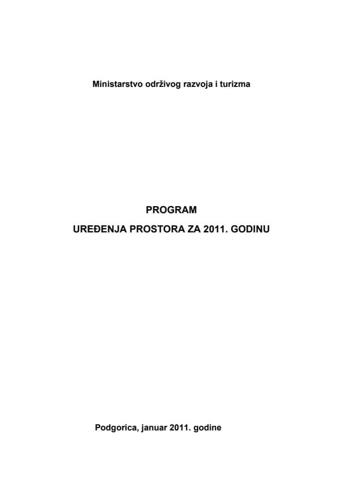 Program uredjenja prostora za 2011. godinu