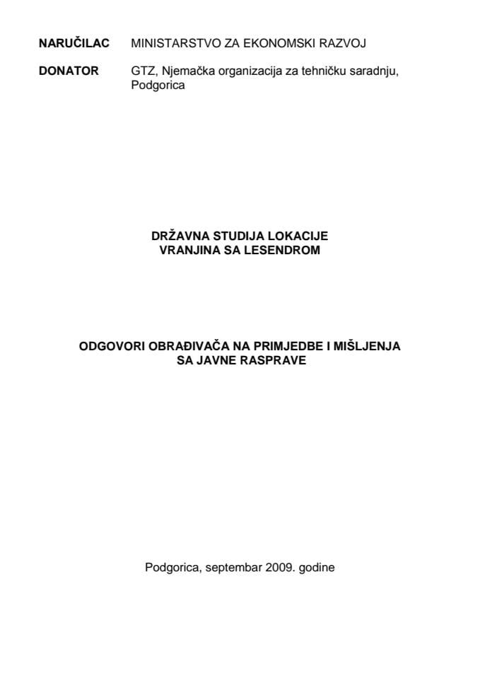 Odgovori na primjedbe Vranjina sa Lesendrom