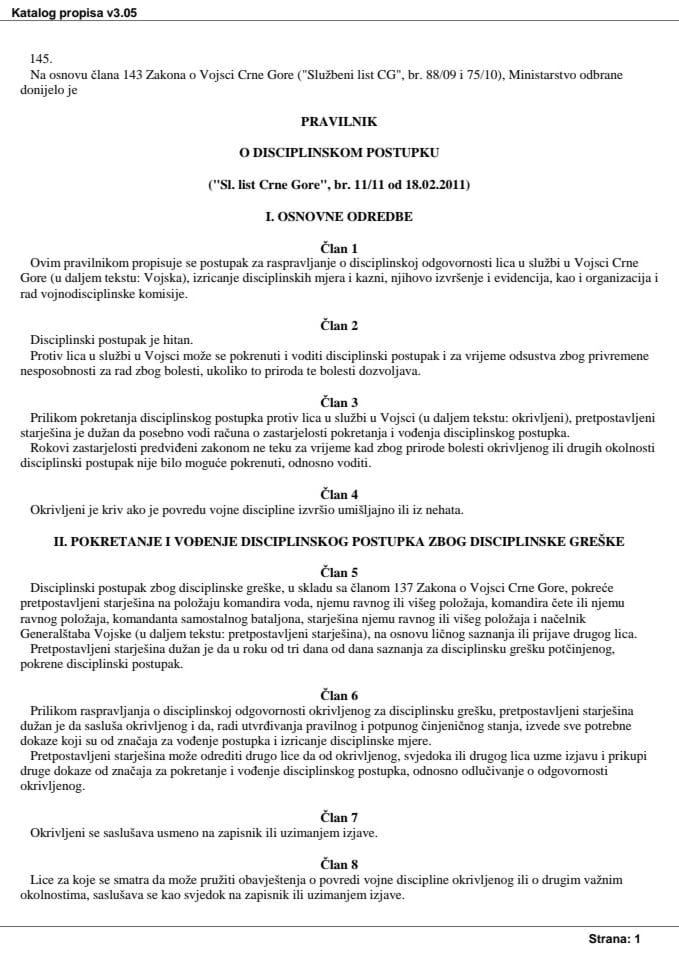 Pravilnik o disciplinskom postupku