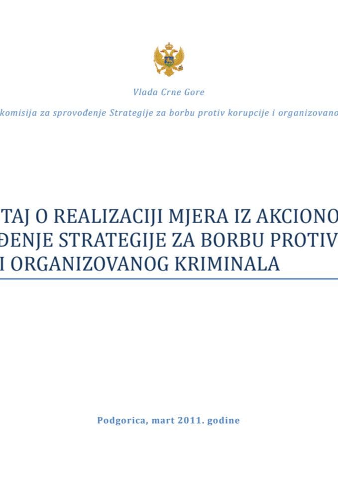 Prvi Izvještaj O Realizaciji Mjera Iz Akcionog Plana Za Sprovođenje ...