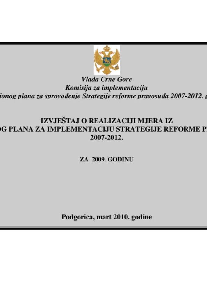 Izvještaj o realizaciji mjera iz AP za sprovođenje SRP 2007-2012. za 2009. godinu