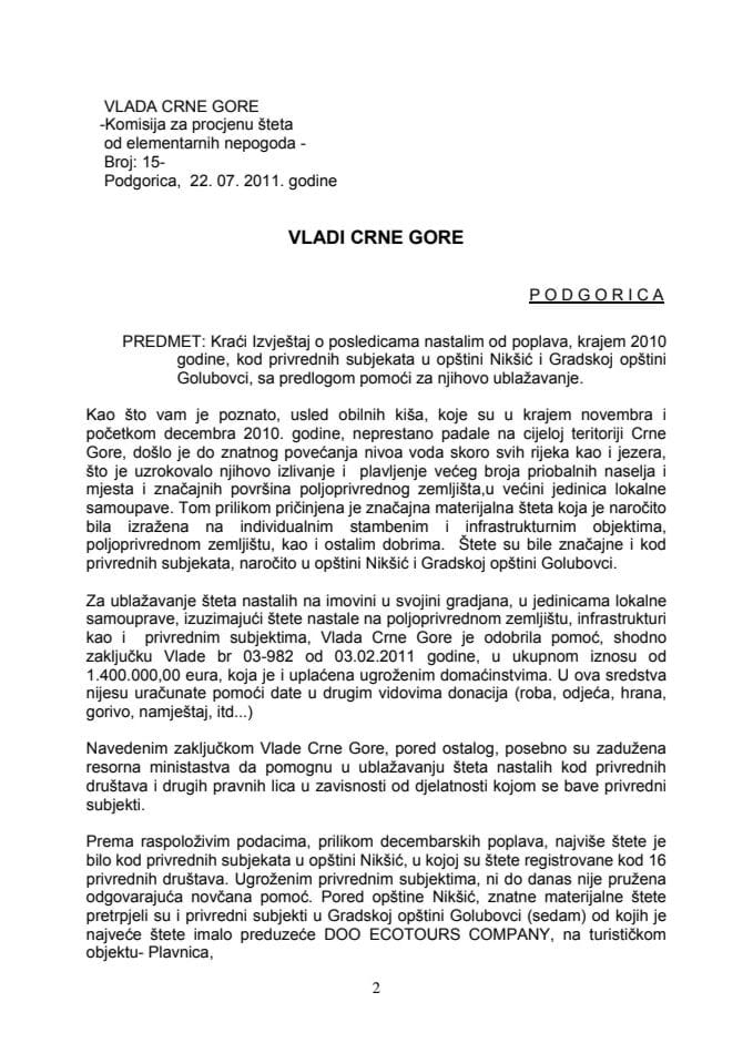 Predlog za izmjenu Zaključka Vlade br:982, od 3. februara 2011. godine