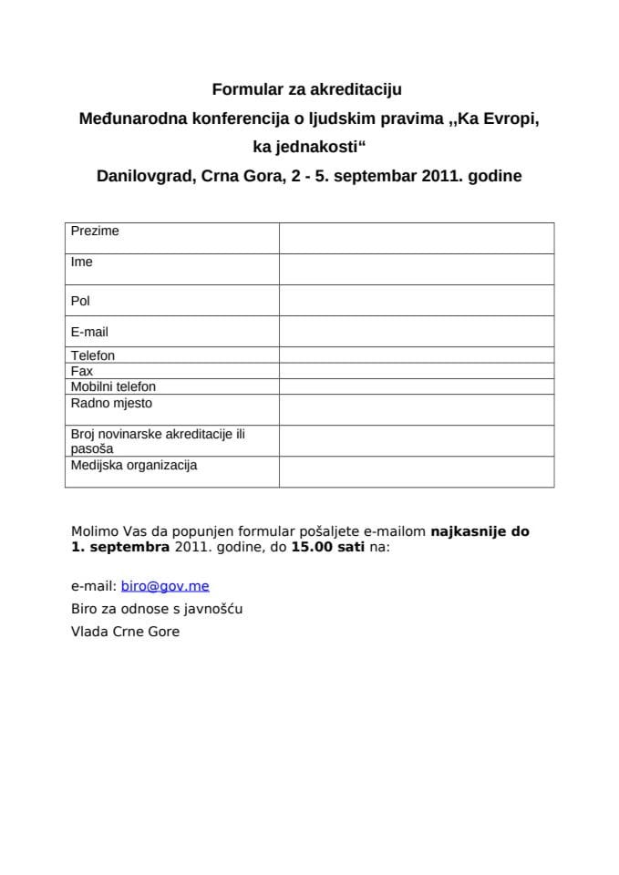 Formular za akreditaciju