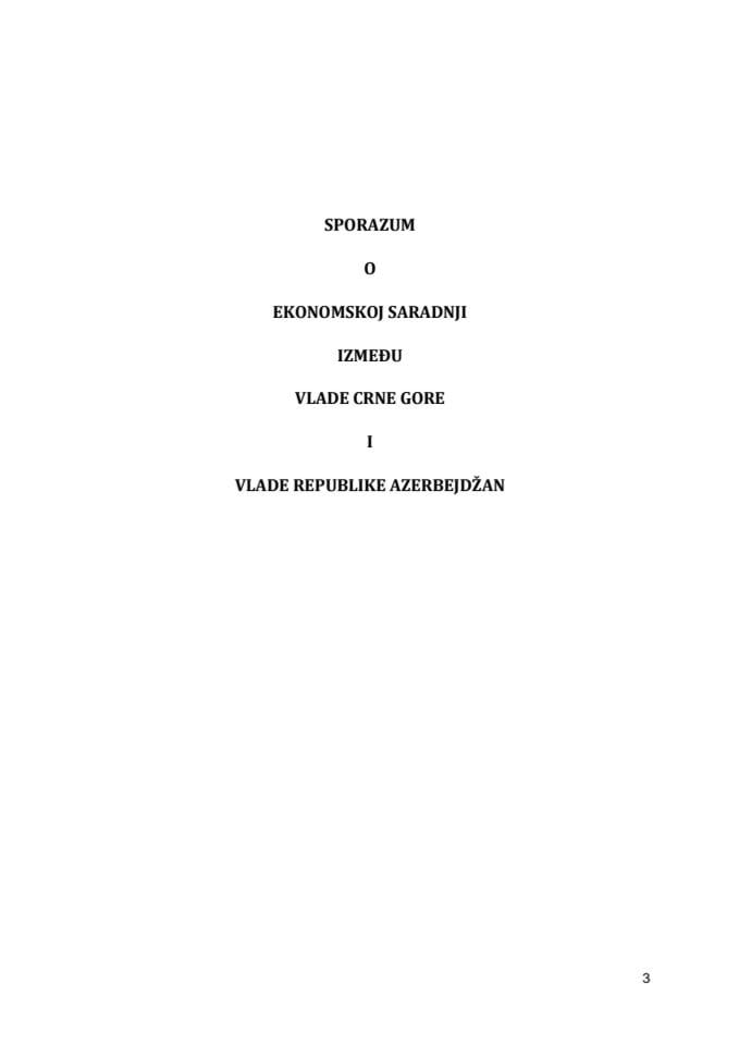 Predlog sporazuma o ekonomskoj saradnji između Vlade Crne Gore i Vlade Repulike Azerbejdžan