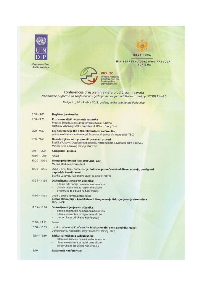 Agenda Konferencije društvenih aktera o održivom razvoju