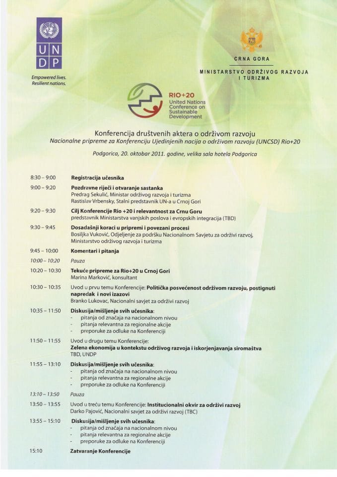 Agenda Konferencija drustvenih aktera o odrzivom razvoju