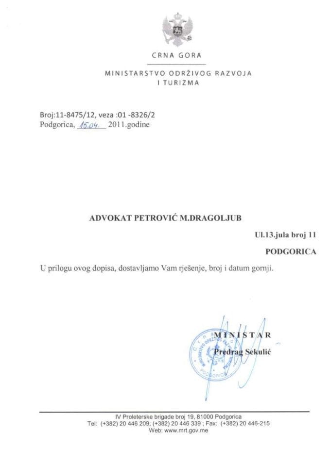 11-8475-12 Radunović Zorka-rešenje o odbijanju zahtjeva za građevinsku