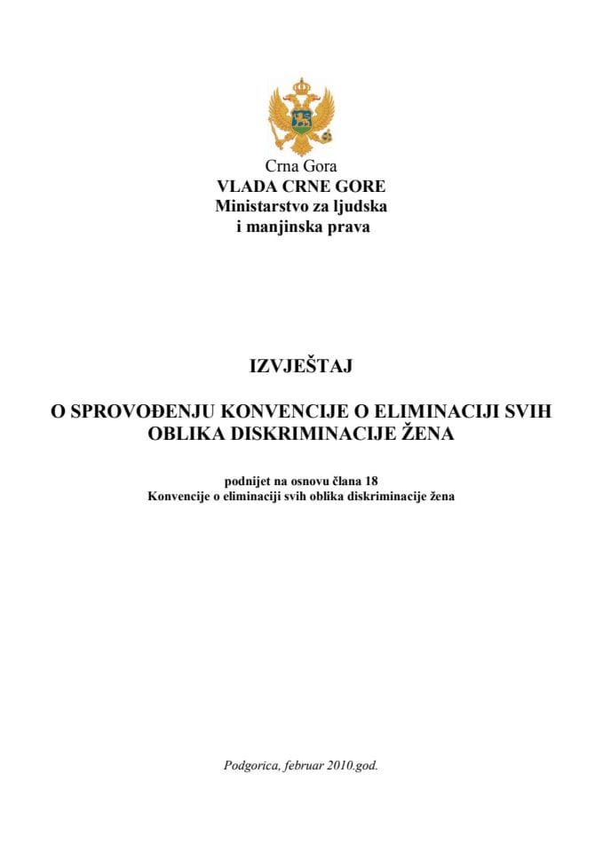 Izvještaj o sprovođenju konvencije o eliminaciji svih oblika diskriminacije žena 