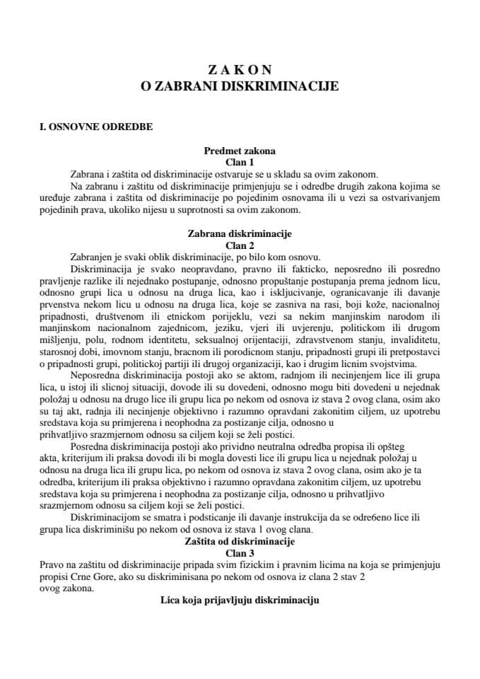 Zakon o zabrani diskriminacije