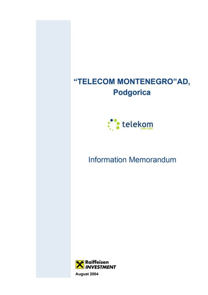 Information Memorandum "Telecom Montenegro"