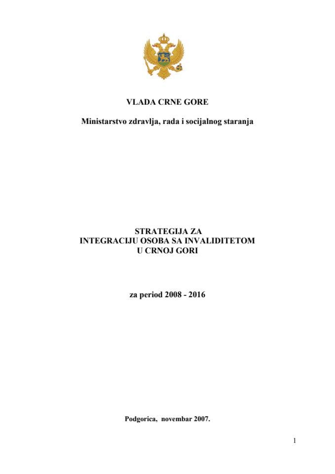 Стратегија за интеграцију особа са инвалидитетом у Црној Гори