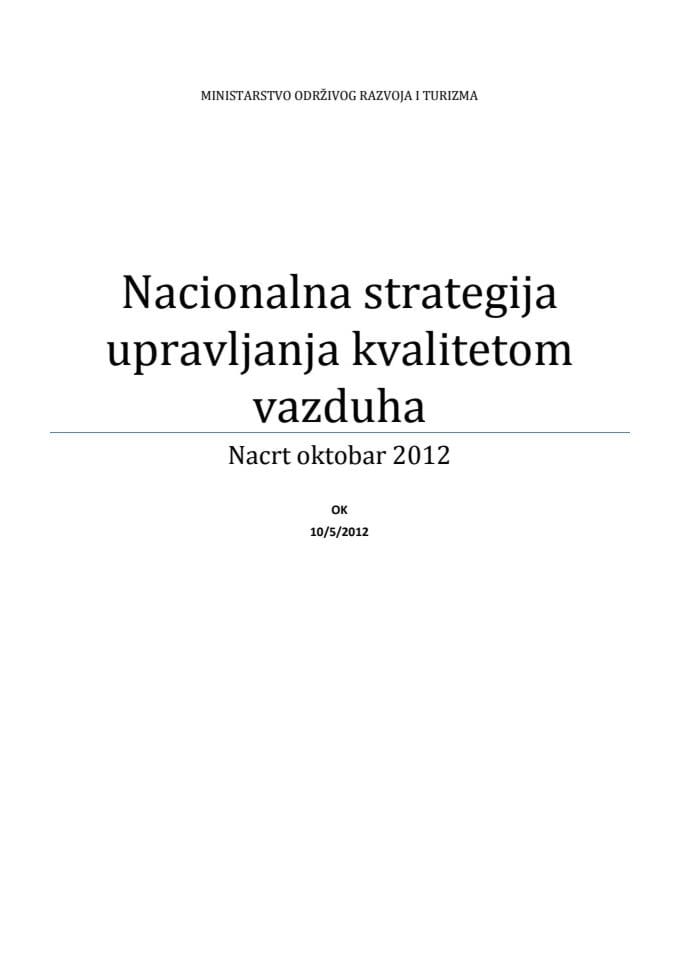 Nacrt nacionalne strategije upravljanja kvalitetom vazduha