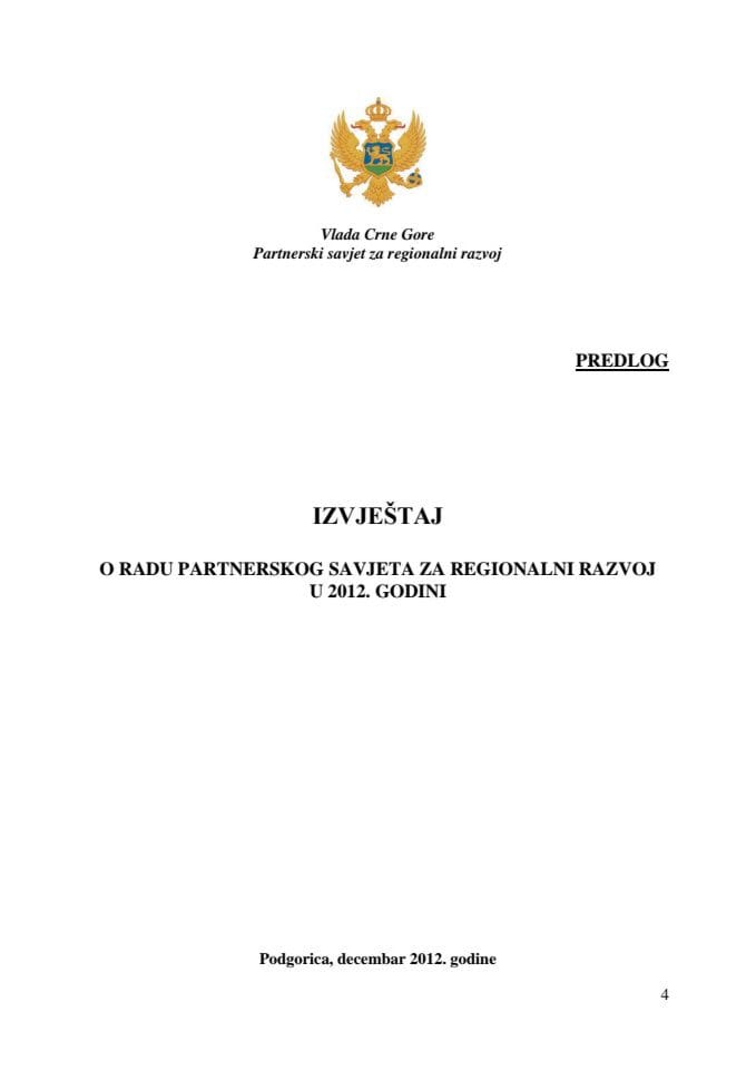 Izvještaj o radu Partnerskog savjeta za regionalni razvoj za 2012. godinu