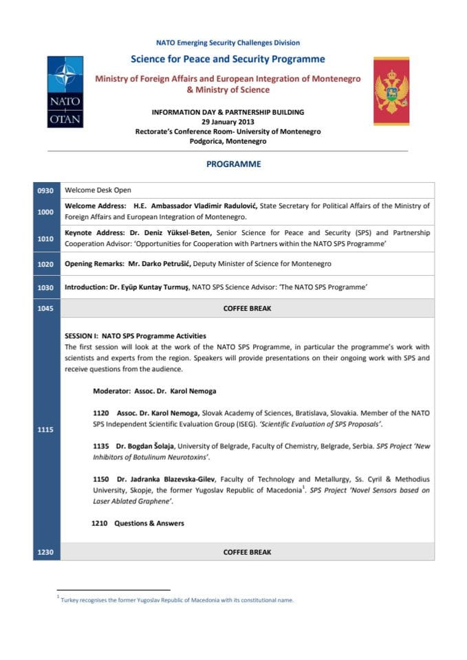 Seminar „Nauka za mir i bezbjednost (SPS) Info dan“