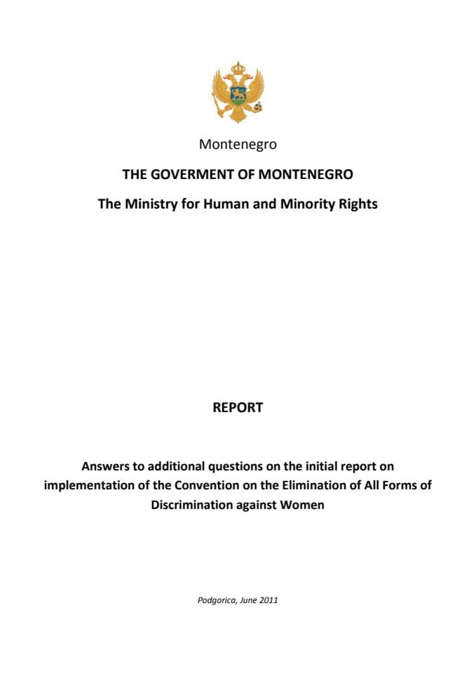 Answers To Additional Questions On The Initial Report On Implementation Of The Convention On The 0850