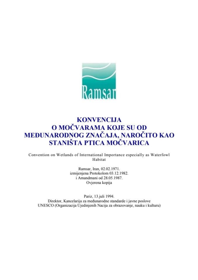 Konvencija o mocvarama koje su od medjunarodnog znacaja, narocito kao stanista ptica mocvarica