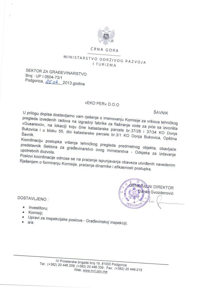 up I 0504-73-1 Eko Per doo Šavnik