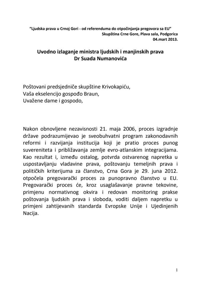 излагање министра за људска и мањинска права