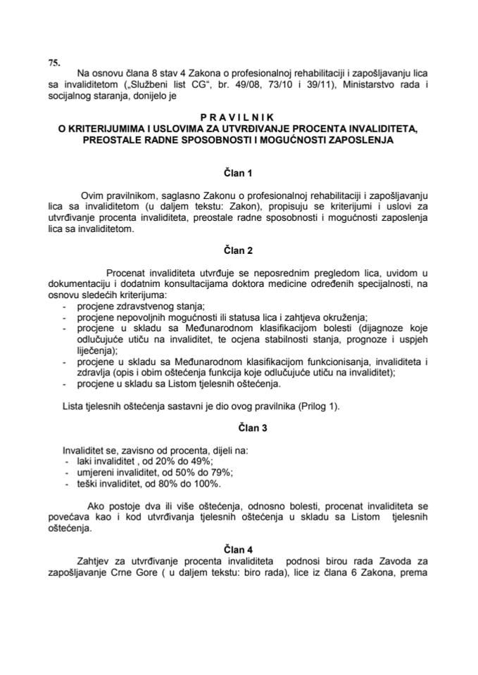 pravilnik o kriterijumima za utvrđivanje procenta invaliditeta ...