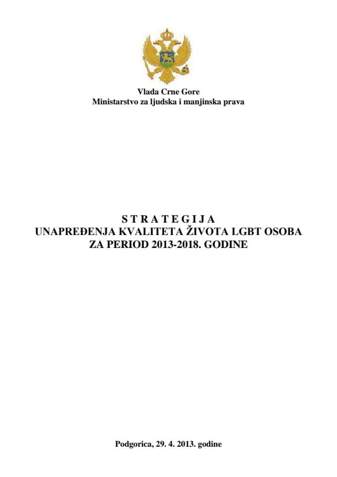 Strategija unaprijeđenja kvaliteta života LGBT osoba za period 2013-2018. godine