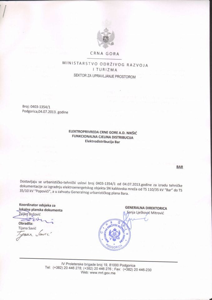 0403_1354_1 Elektroprivreda CG a.d.Niksic Elektrodistribucija Bar