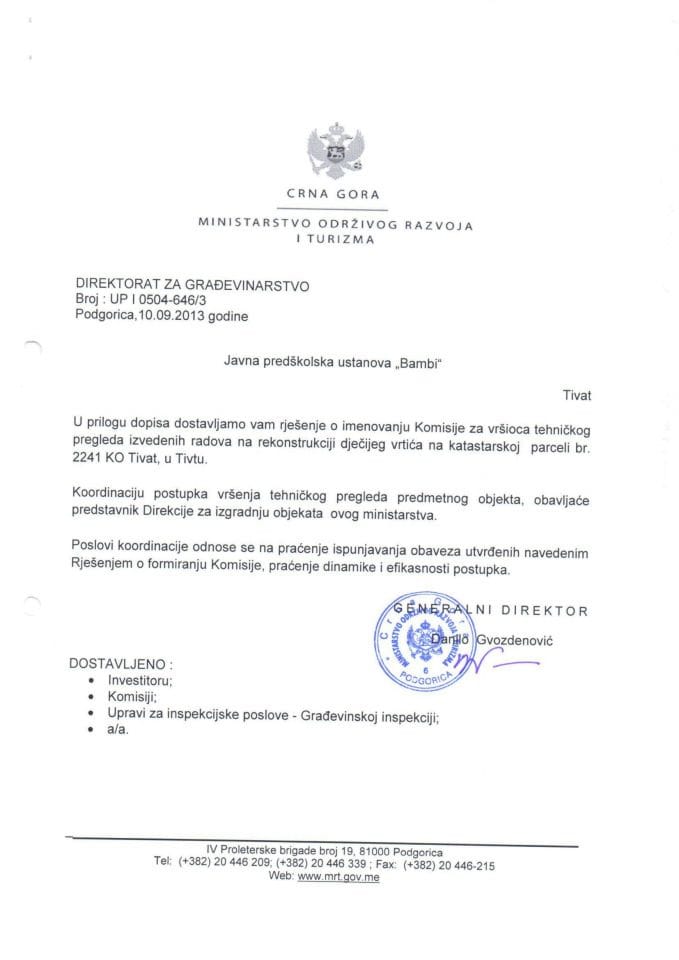 UPI 0504-646-3 Javna predskolska ustanova Bambi