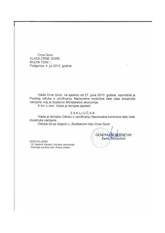 Zaključci odluka dvostruka namjena