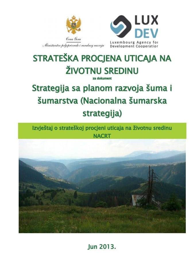 Strateška procjena uticaja na životnu sredinu za dokument Strategija sa planom razvoja šuma i šumarstva