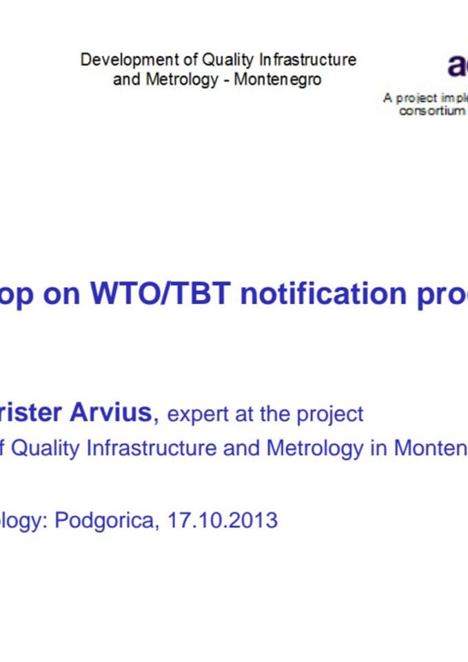 Workshop on WTOTBT notification procedures