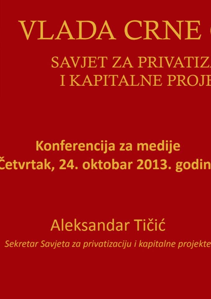 Prezentacija sekretara Savjeta za privatizaciju i kapitalne projekte Aleksandra Tičića