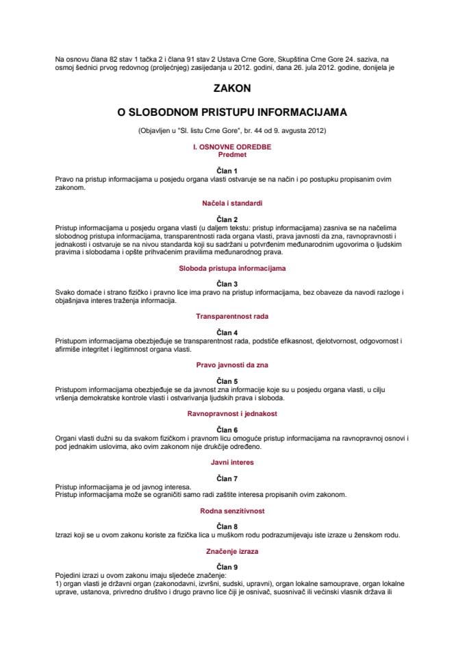 Zakon o slobodnom pristupu informacijama