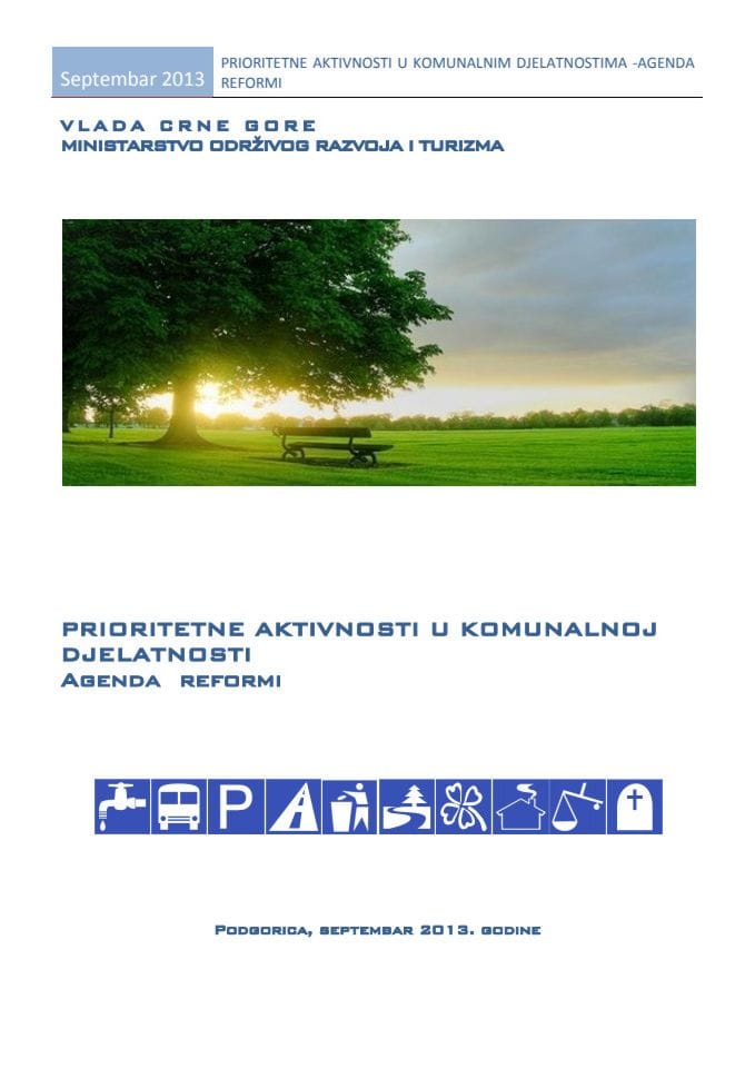 Агенда реформи - Приоритетне активности у комуналној дјелатности