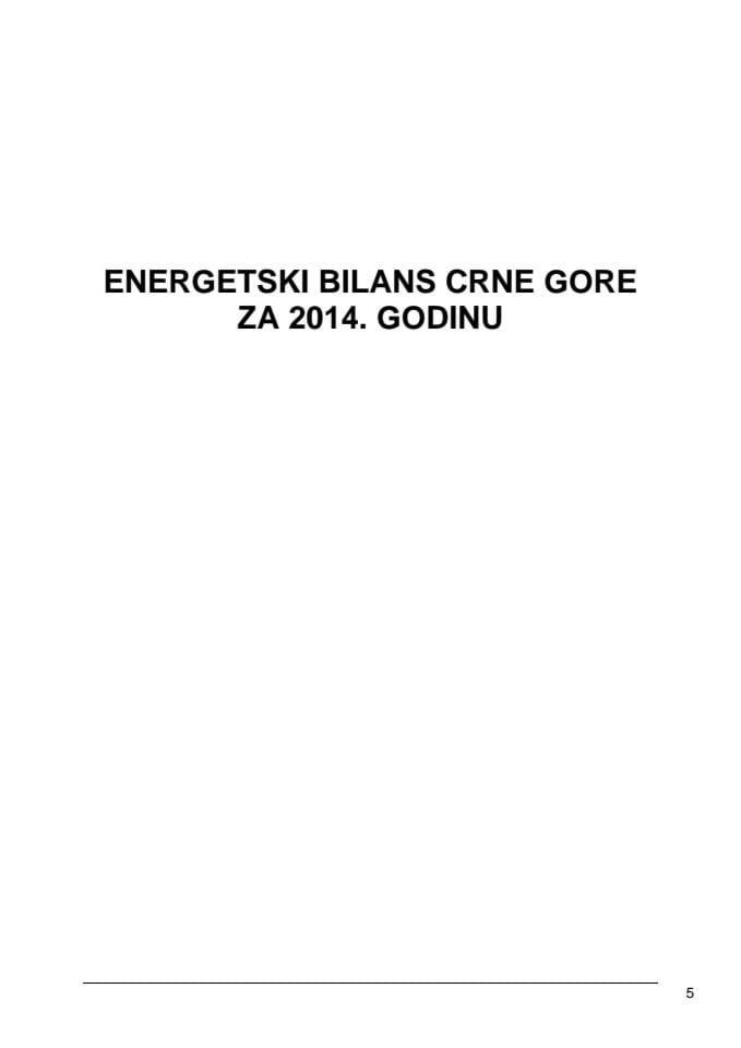 Predlog energetskog bilansa Crne Gore za 2014. godinu s Predlogom odluke 