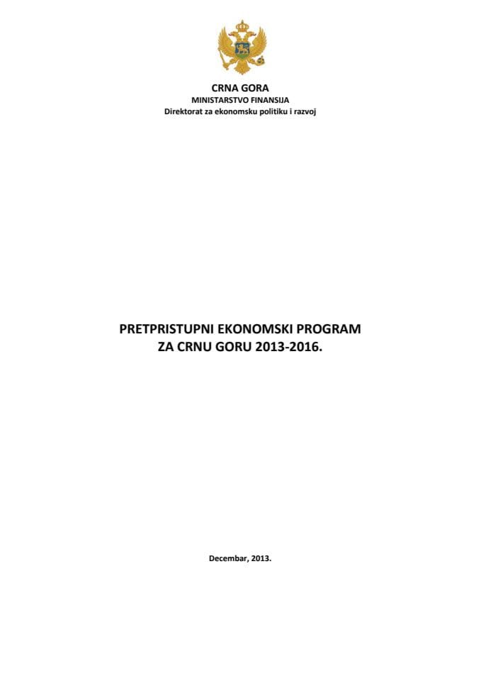 Predlog pretpristupnog ekonomskog programa za Crnu Goru 2013-2016