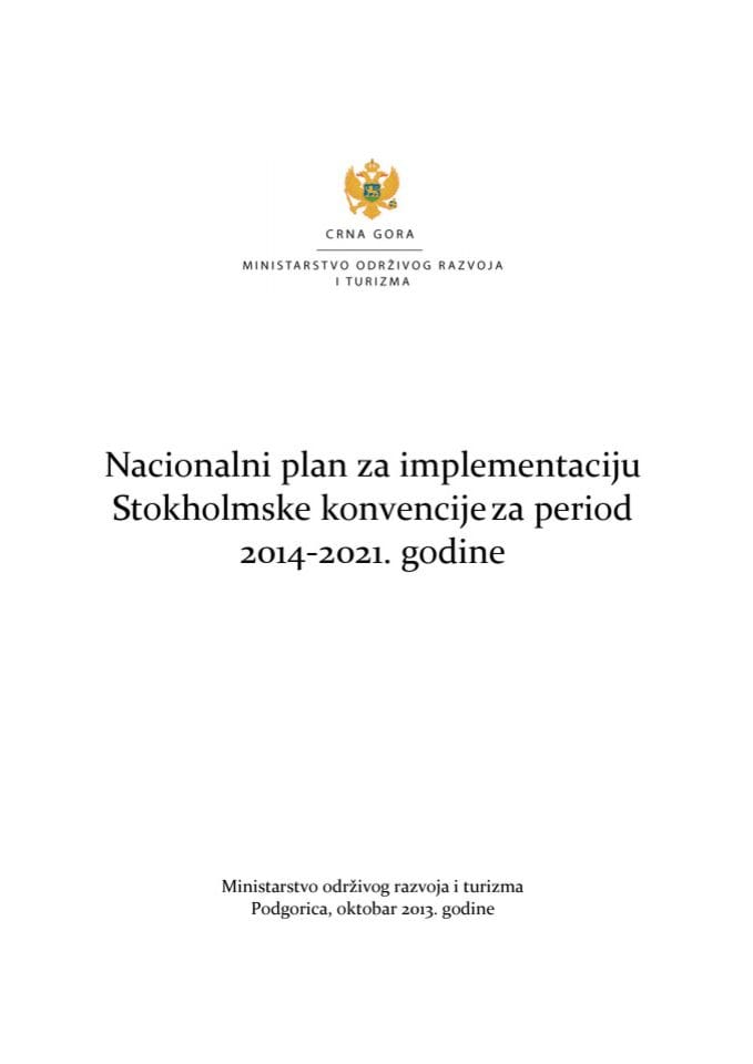 Nacionalni plan za implementaciju Stokholmske konvencije za period 2014-2021  godine