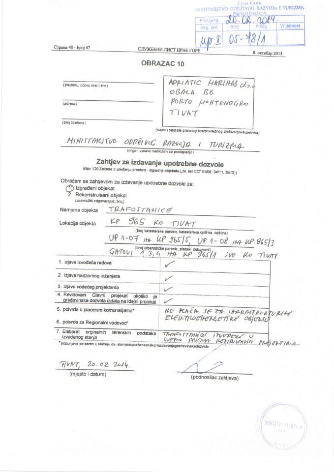 UPI 05-78-1 Adriatic marinas doo