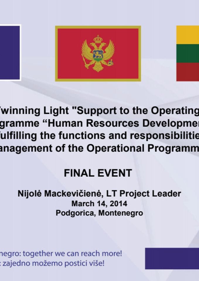 Nijole Mackeviciene-Twinning Light Support to the Operating Structure