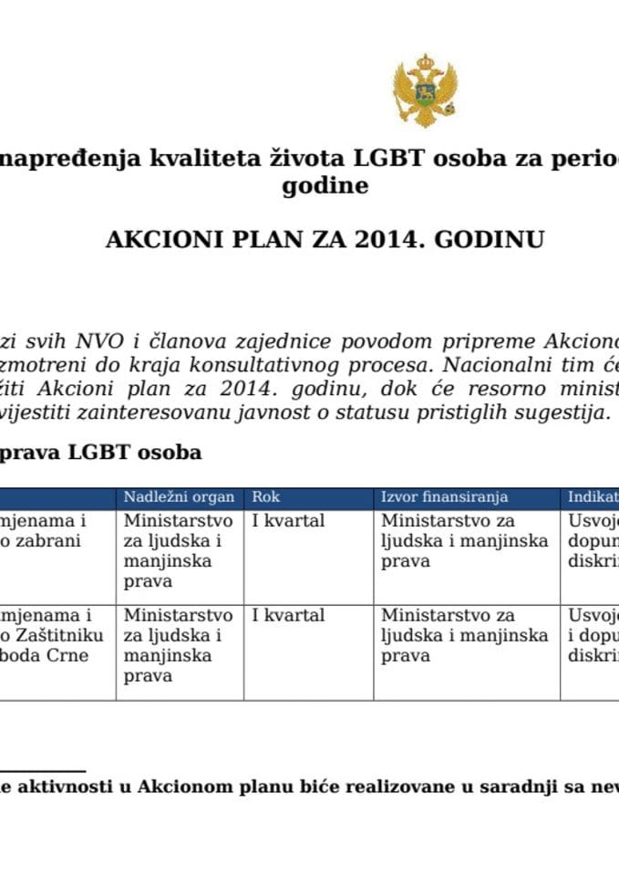 NACRT - LGBT AKCIONI PLAN ZA 2014