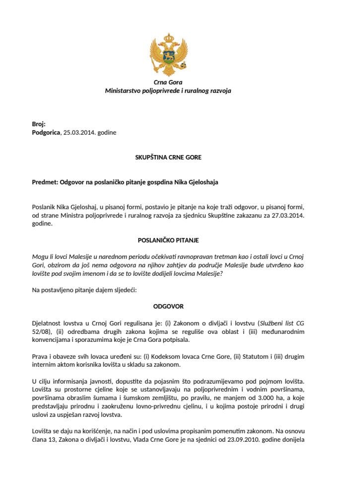 06_Poslaničko pitanje, Nik Gjelošaj