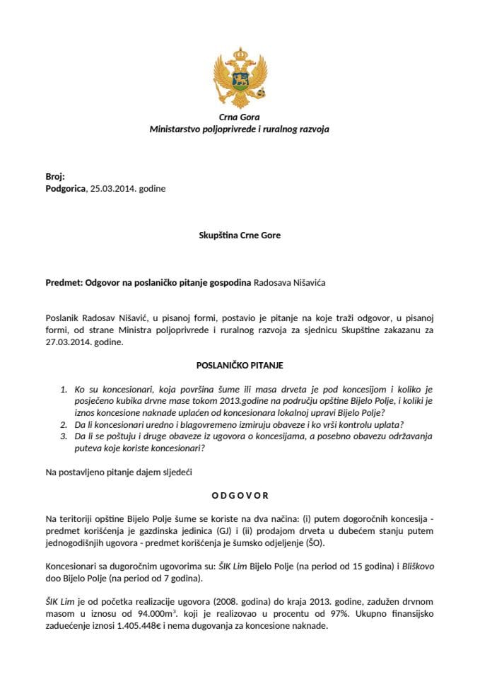 05_Poslaničko pitanje, Radosav Nišavić