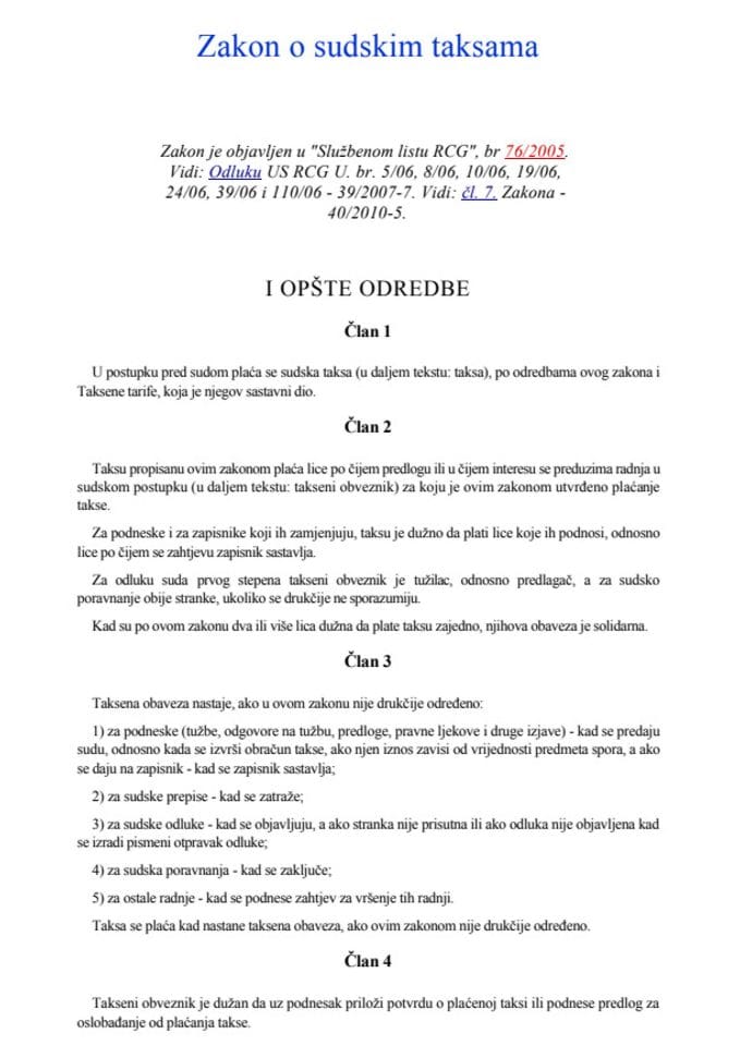 Zakon o sudskim taksama