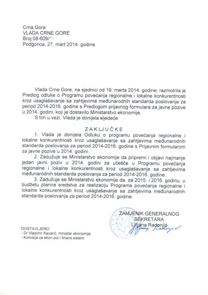 Zaključci odluka o programu