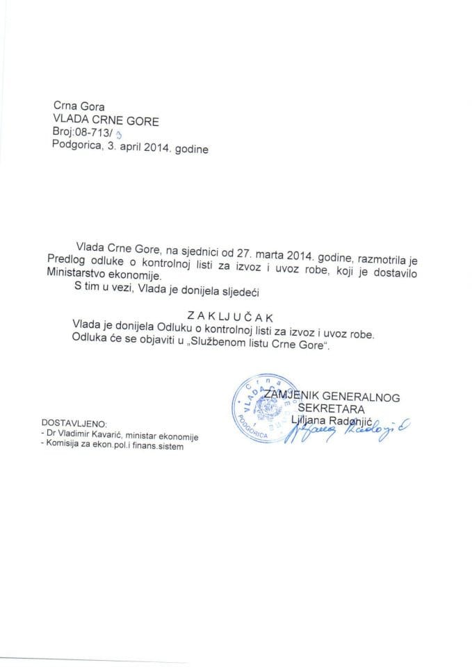 Zaključci kontrolna lista