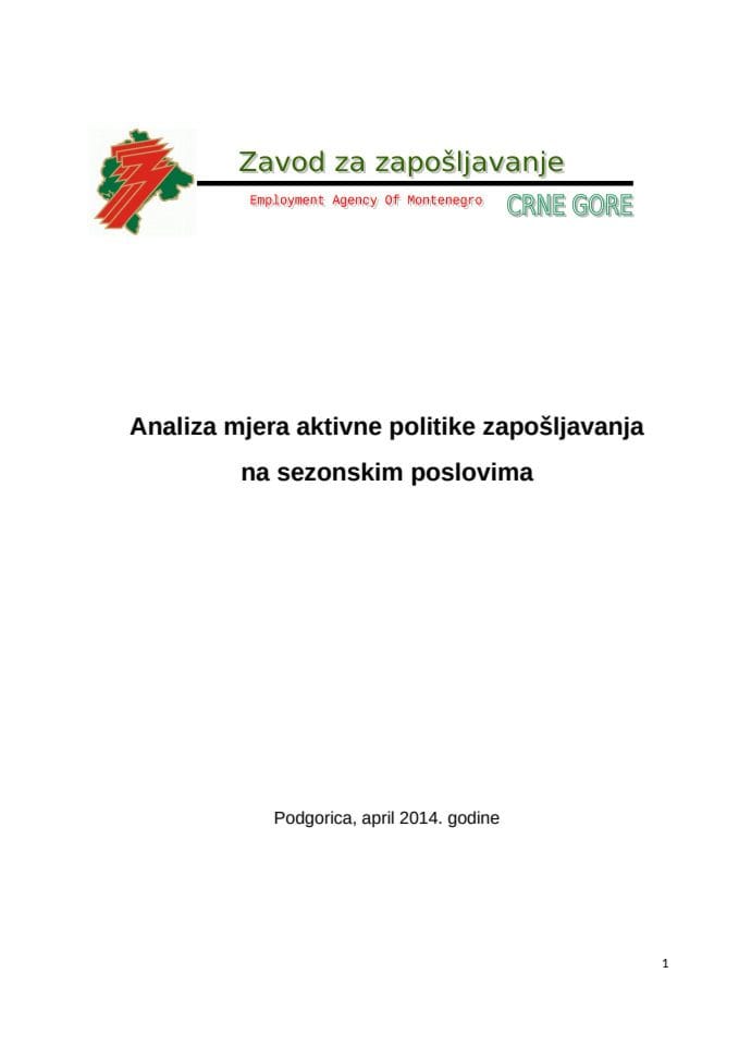 Analiza mjera aktivne politike zapošljevanja na sezonskim poslovima